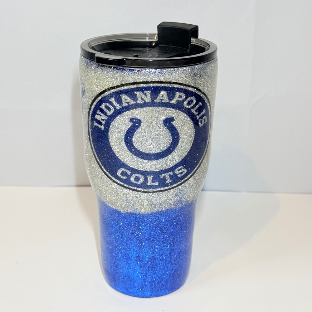 RTIC Indianapolis Colts Glitter Tumbler Blue Silver Insulated Travel Mug NFL